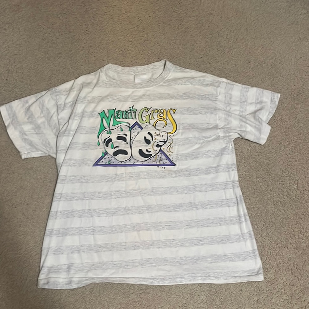 COPY - Mardi Gras Short Sleeve Shirt, White Background, Large
